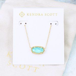 Kendra Scott Elisa Aqua Blue Illusion Necklace Gold Plated